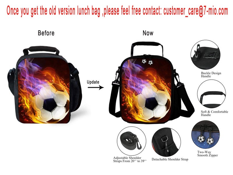 7-Mi (Football03) - HiMi Portable Kids Lunch Box Bag, Reusable Insulated Lunch Tote for Kids Boys Girls Washable Crossbody Lunch Container Food Carrier, Football03 - Image 2