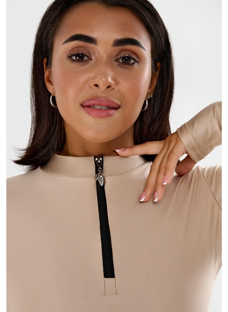 Bona Fide Juicy Nude Juicy Crop Long Sleeve Gym Top for Women for Women | Best Price UAE