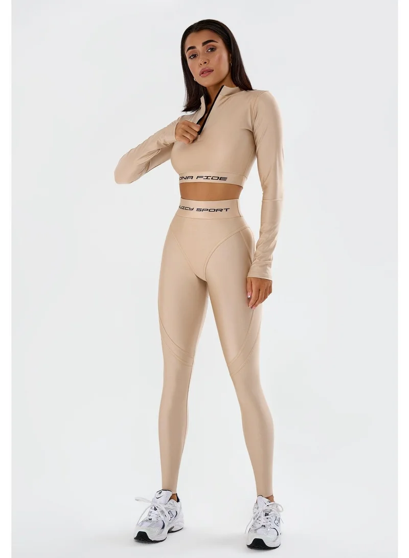 Bona Fide Juicy Nude Juicy Crop Long Sleeve Gym Top for Women for Women | Best Price UAE