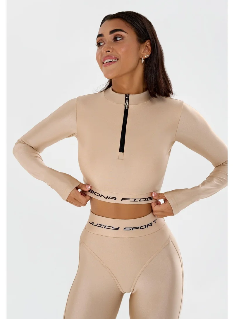 Bona Fide Juicy Nude Juicy Crop Long Sleeve Gym Top for Women for Women | Best Price UAE