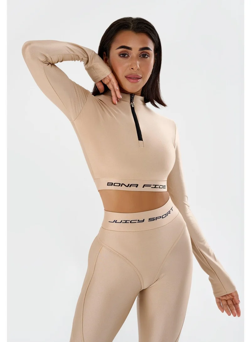 Bona Fide Juicy Nude Juicy Crop Long Sleeve Gym Top for Women for Women | Best Price UAE
