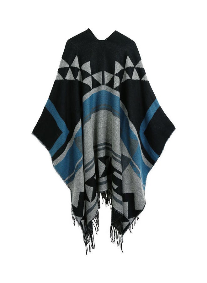 Knitted Shawl Poncho Faux Multicolour - Image 3