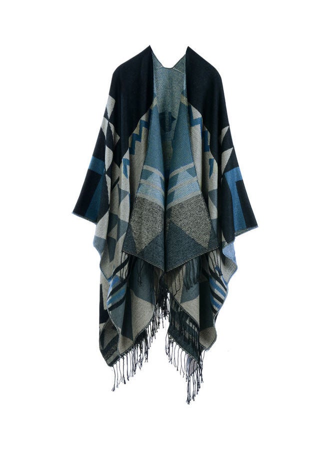 Knitted Shawl Poncho Faux Multicolour - Image 2