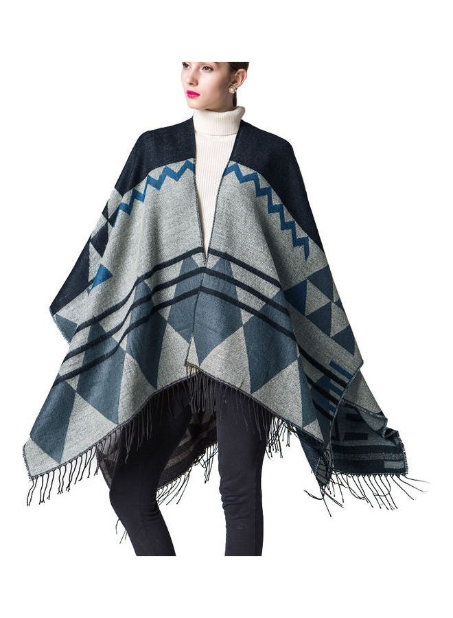 Knitted Shawl Poncho Faux Multicolour - Image 1