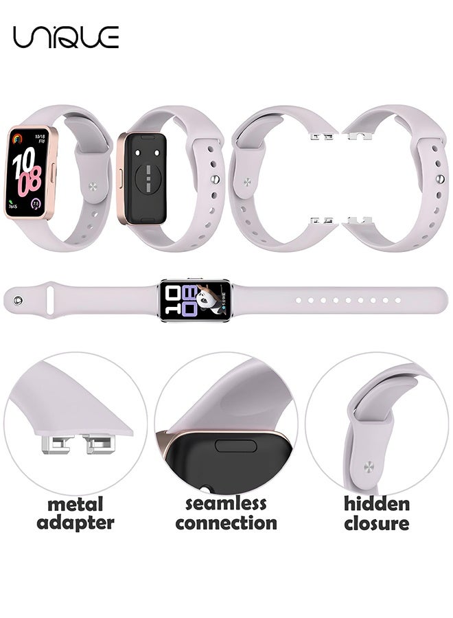 Unique 3 Pack Sport Straps Compatible for Huawei Band 8/9/10 Straps Replacement with Pin-and-Tuck Closure Fits Perfectly for Huawei Wristband Band 10/9/8 Smartwatch, Band Change with Metal Connecting Adapters - Women Men Watch Straps - Soft Silicone Strap Replacement Watchbands - Black/White/Purple - Image 5