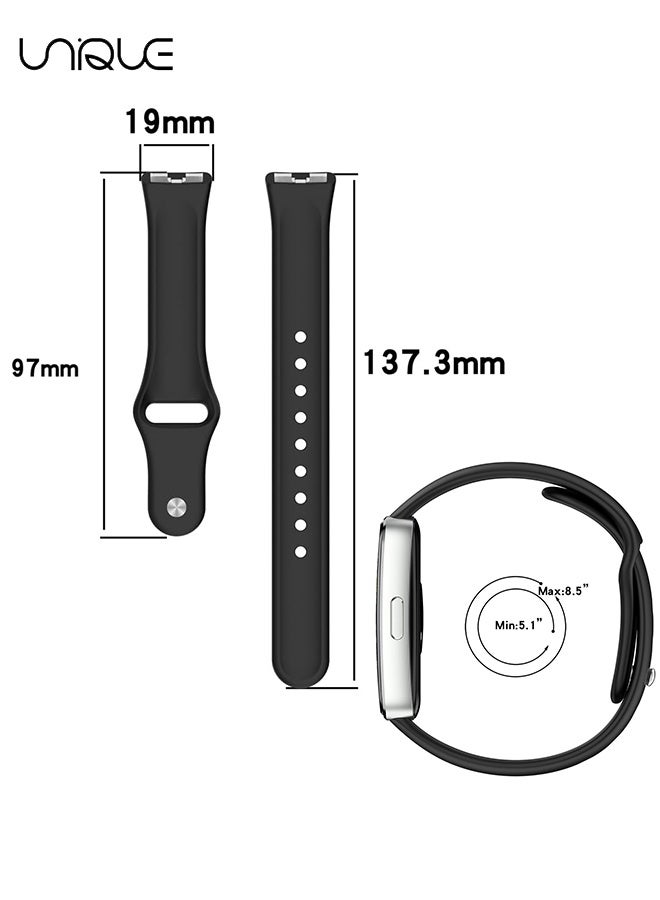 Unique 3 Pack Sport Straps Compatible for Huawei Band 8/9/10 Straps Replacement with Pin-and-Tuck Closure Fits Perfectly for Huawei Wristband Band 10/9/8 Smartwatch, Band Change with Metal Connecting Adapters - Women Men Watch Straps - Soft Silicone Strap Replacement Watchbands - Black/White/Purple - Image 2