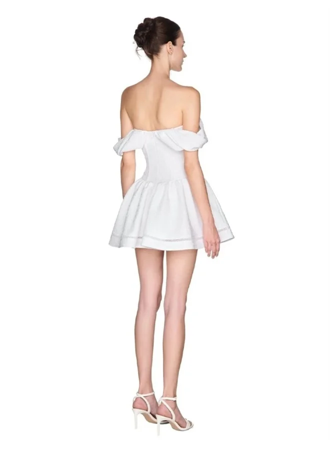 Madam Uniq Sweet Princess Style Off-Shoulder 3D Floral Puff Dress