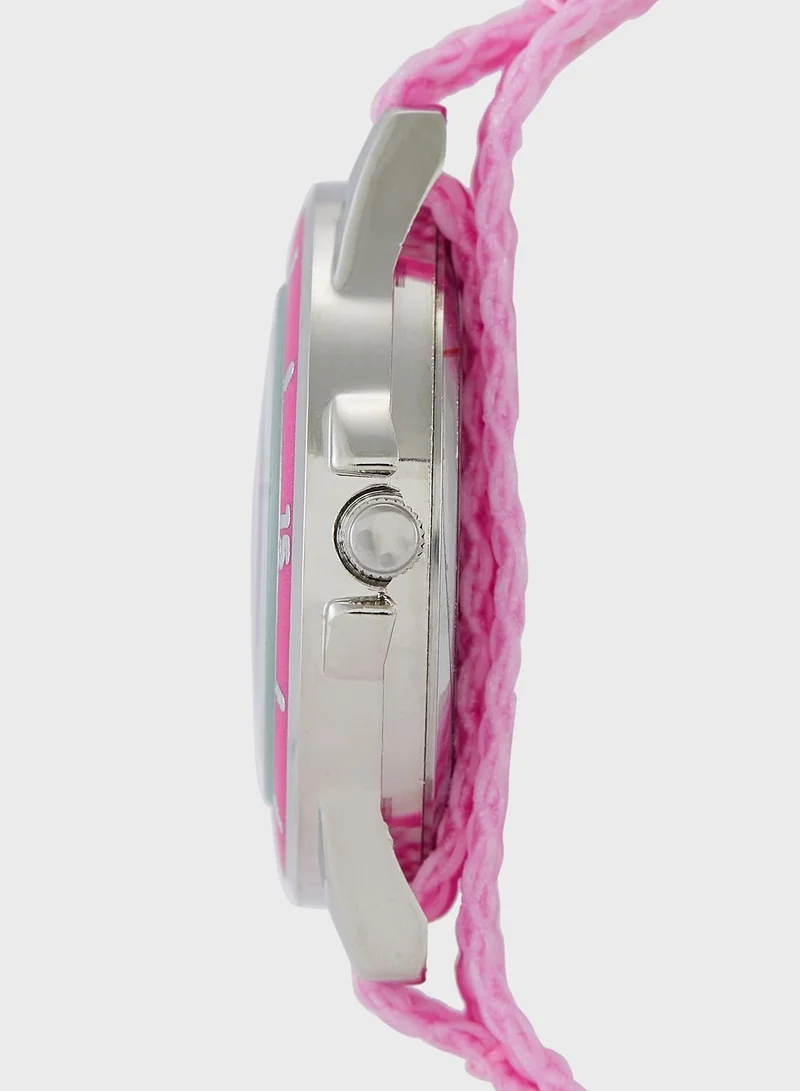 ديزني_ميني_هاوس Disney Minnie Mouse Girls Time Teacher Watch Pink Silicone Strap, MN5106