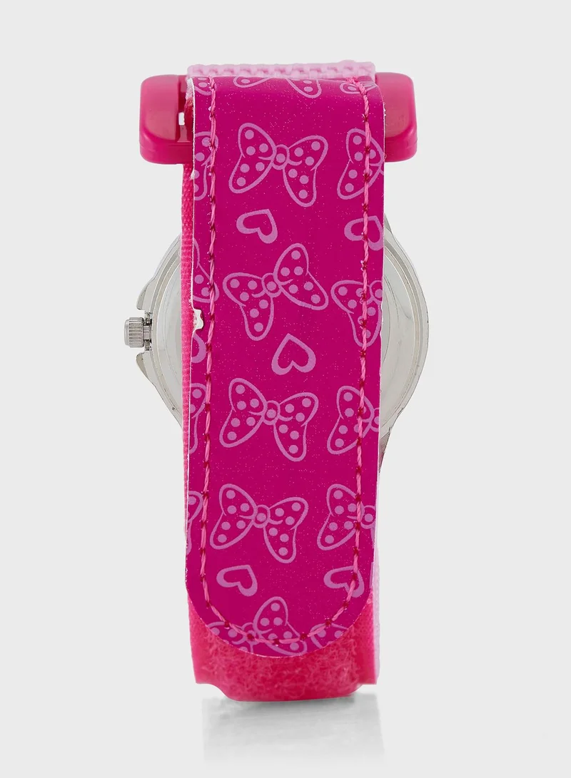 ديزني_ميني_هاوس Disney Minnie Mouse Girls Time Teacher Watch Pink Silicone Strap, MN5106