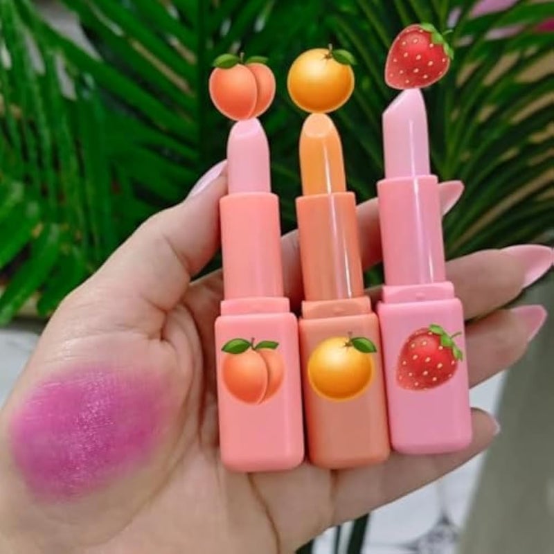 Rose Gold Shine Lip Balm, Long Lasting Fruit Formula, Set of 3 - Image 2