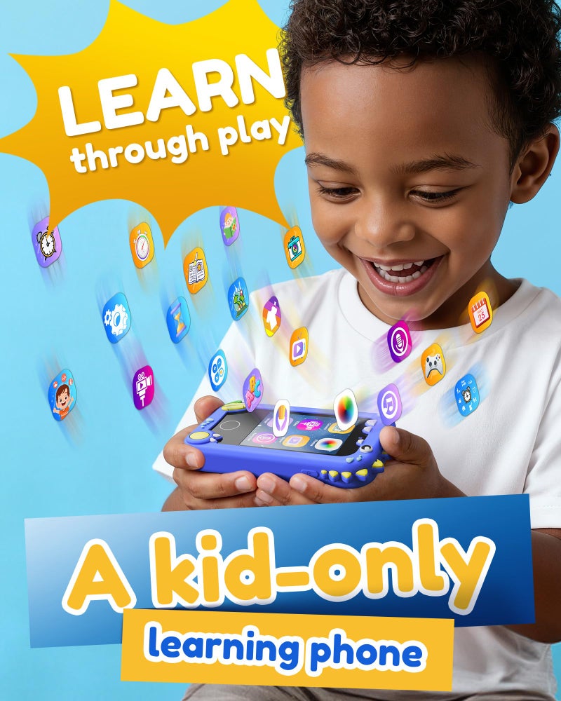 KOKODI Kids Smart Phone Toys, Birthday Gifts Idea Dinosaur Toys for 3 4 5 6 7 8 Year Old Boys, Touchscreen HD Digital Dual Video Camera, Preschool Learning Toy for Kids 3-5 Travel Trip Activity (Blue) - Image 2