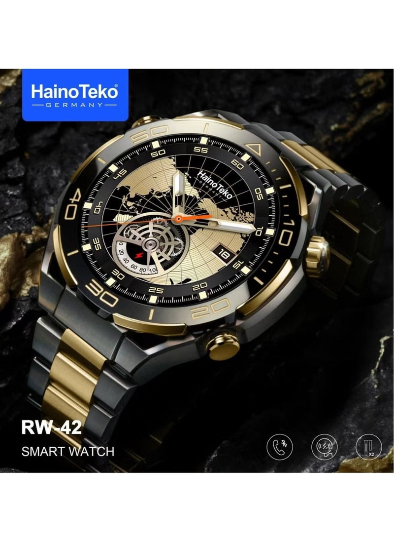 Haino Teko RW42 Round Shape Smart Watch with Large AMOLED Display, 2 Pairs of Straps, and Wireless Charger for Men & Boys – Stylish and Functional Smartwatch for Fitness and Daily Use - Image 3