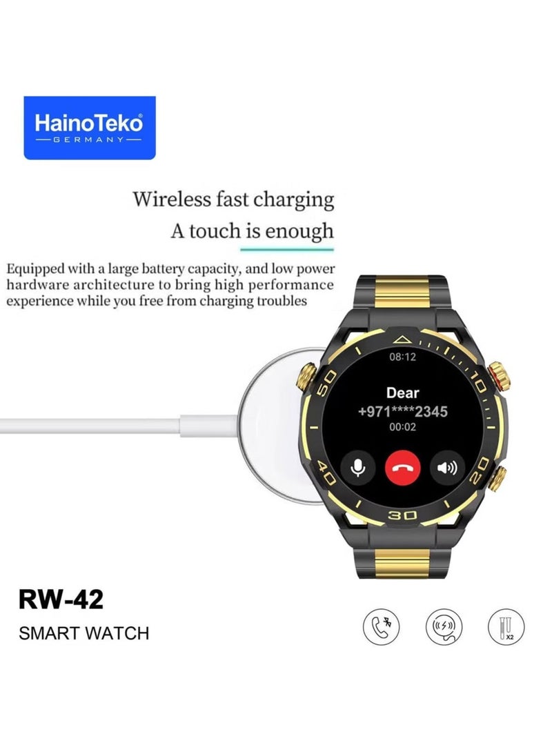 Haino Teko RW42 Round Shape Smart Watch with Large AMOLED Display, 2 Pairs of Straps, and Wireless Charger for Men & Boys – Stylish and Functional Smartwatch for Fitness and Daily Use - Image 5