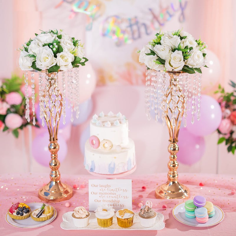 Inweder Wedding Flower Balls for Centerpieces - 2 Pcs Artificial Flower Ball Arrangement Bouquet  Fake Flowers Rose Balls for Weddings  Birthday Party  Valentine's Day  Home Decor  White - Image 5