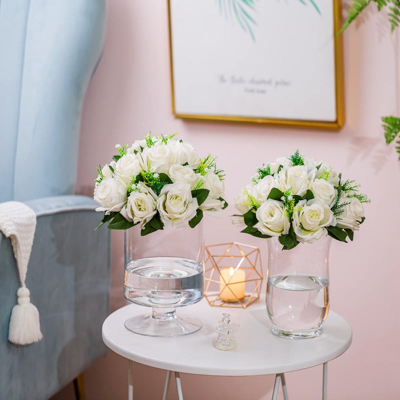 Inweder Wedding Flower Balls for Centerpieces - 2 Pcs Artificial Flower Ball Arrangement Bouquet  Fake Flowers Rose Balls for Weddings  Birthday Party  Valentine's Day  Home Decor  White - Image 4