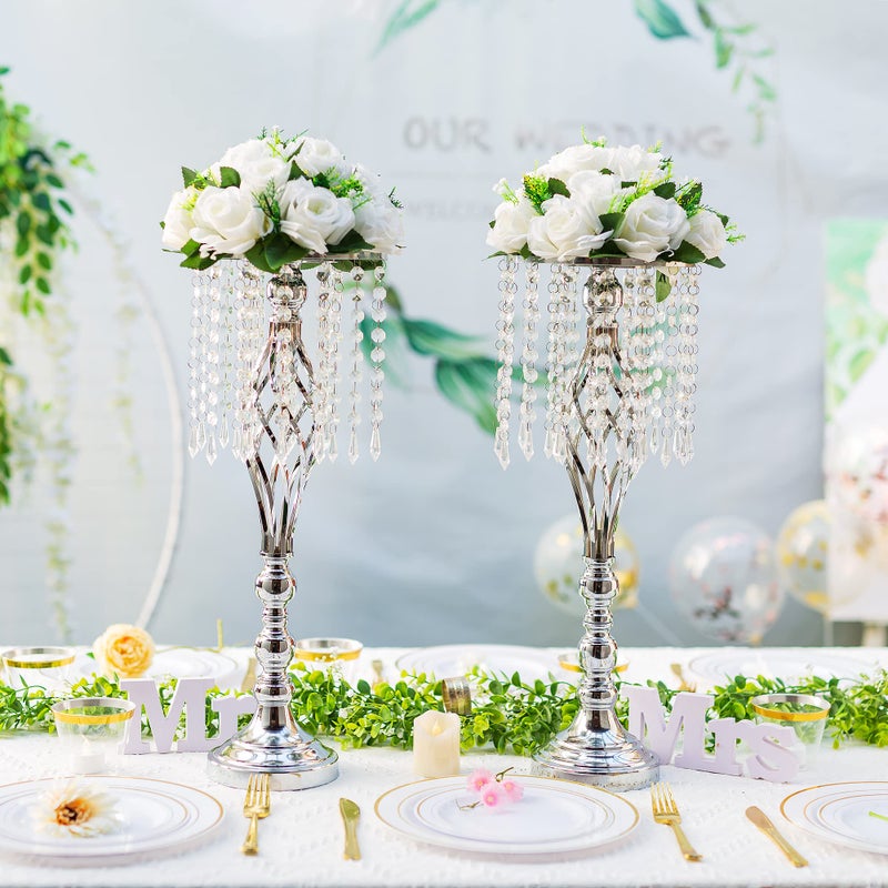 Inweder Wedding Flower Balls for Centerpieces - 2 Pcs Artificial Flower Ball Arrangement Bouquet  Fake Flowers Rose Balls for Weddings  Birthday Party  Valentine's Day  Home Decor  White - Image 2