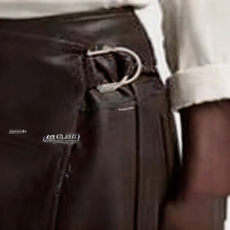 PU Leather Skirt Irregular Split Adjustable Belt A-Line Midi Skirt - Image 1