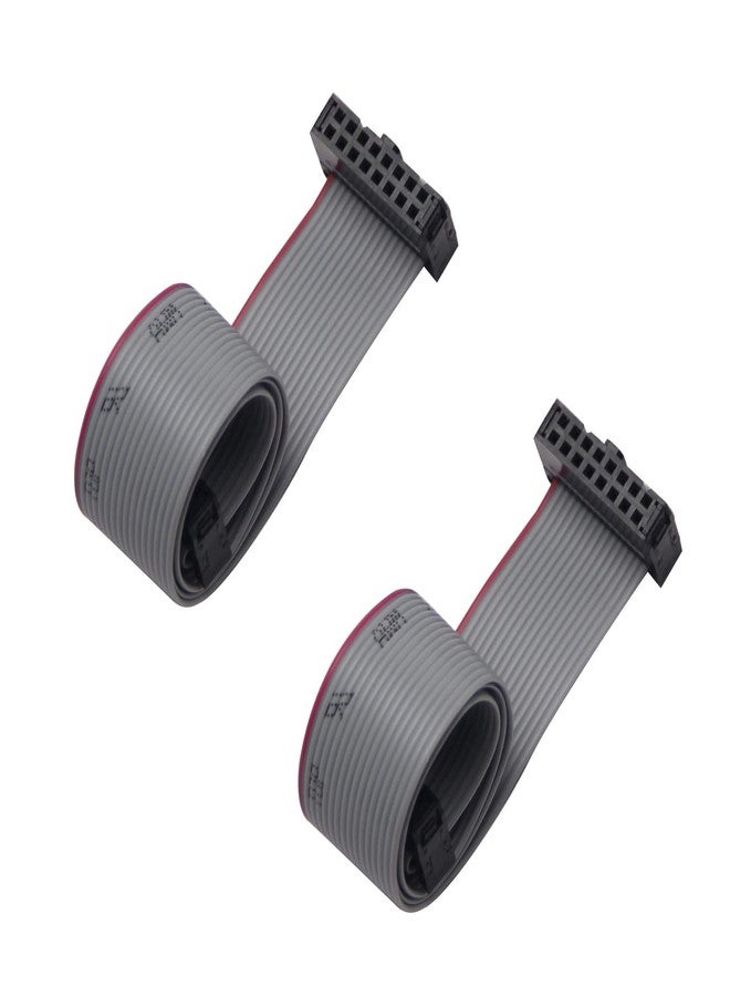 Fielect 2pcs IDC 16 Pin Connector Gray Wire Flat Ribbon Cable Connector Length 30cm 2.54mm Pitch - Image 3
