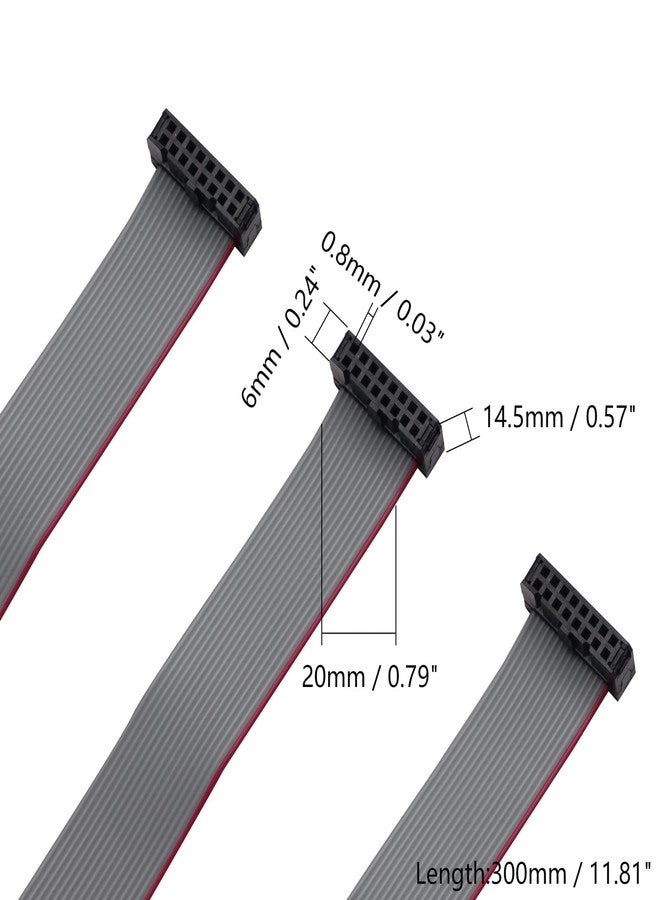 Fielect 2pcs IDC 16 Pin Connector Gray Wire Flat Ribbon Cable Connector Length 30cm 2.54mm Pitch - Image 2