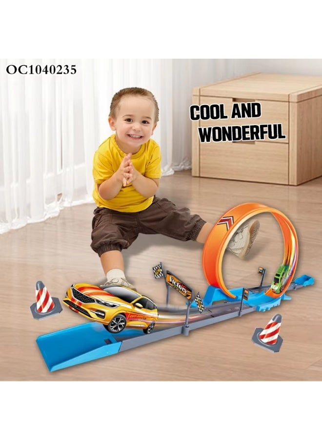 Toy Box Sliding Kids Toy Plastic Loop Pull Back Race Track Car Toy with 3pcs Car  - Image 3