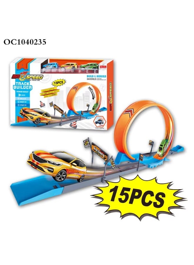 Toy Box Sliding Kids Toy Plastic Loop Pull Back Race Track Car Toy with 3pcs Car  - Image 5