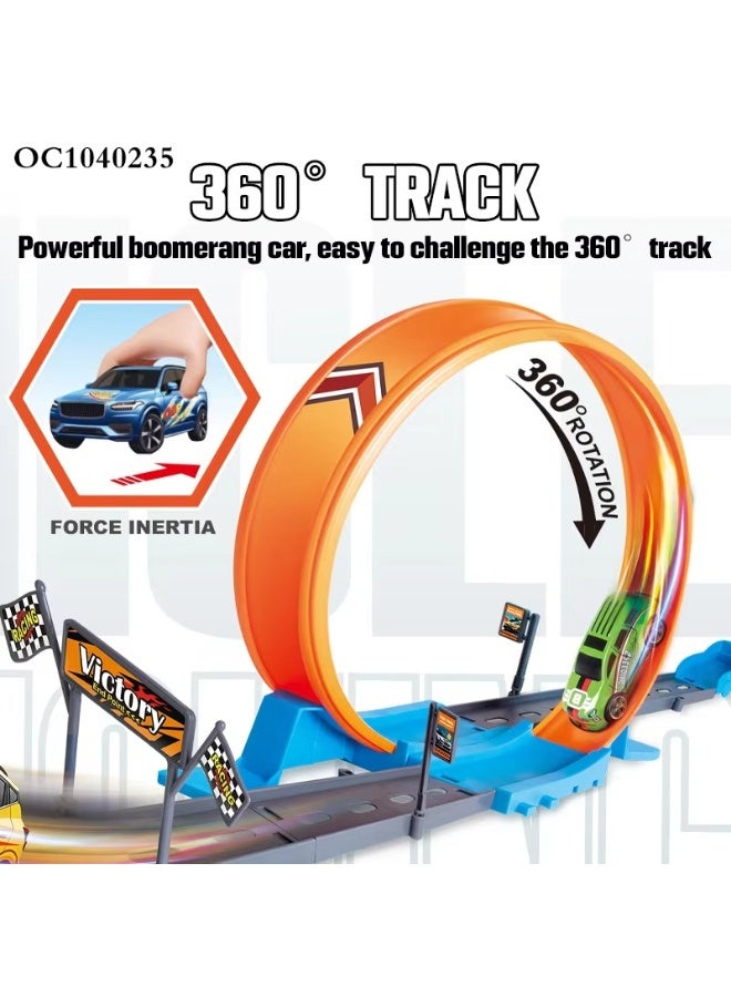 Toy Box Sliding Kids Toy Plastic Loop Pull Back Race Track Car Toy with 3pcs Car  - Image 4
