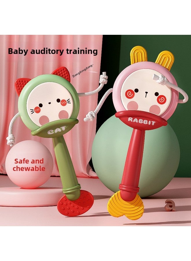 Baby Toys 0 A 1 Year Old Newborn Children 3 To 6 Months Baby Grip Training Can Gnaw Gum Rattle-Color:Kitten Rattle  Grasp Bite Hand Grab Ball - Image 2