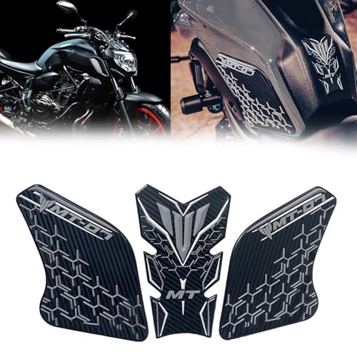 MAORANG for MT-07 MT07 2024 Waterproof Pad Rubber Sticker 3D Embossed Rubber Fuel Tank Pad Fuel Tank Knee Pad Sticker mt-07 2020-2024 Motorcycle Accessories (Gray) - Image 1