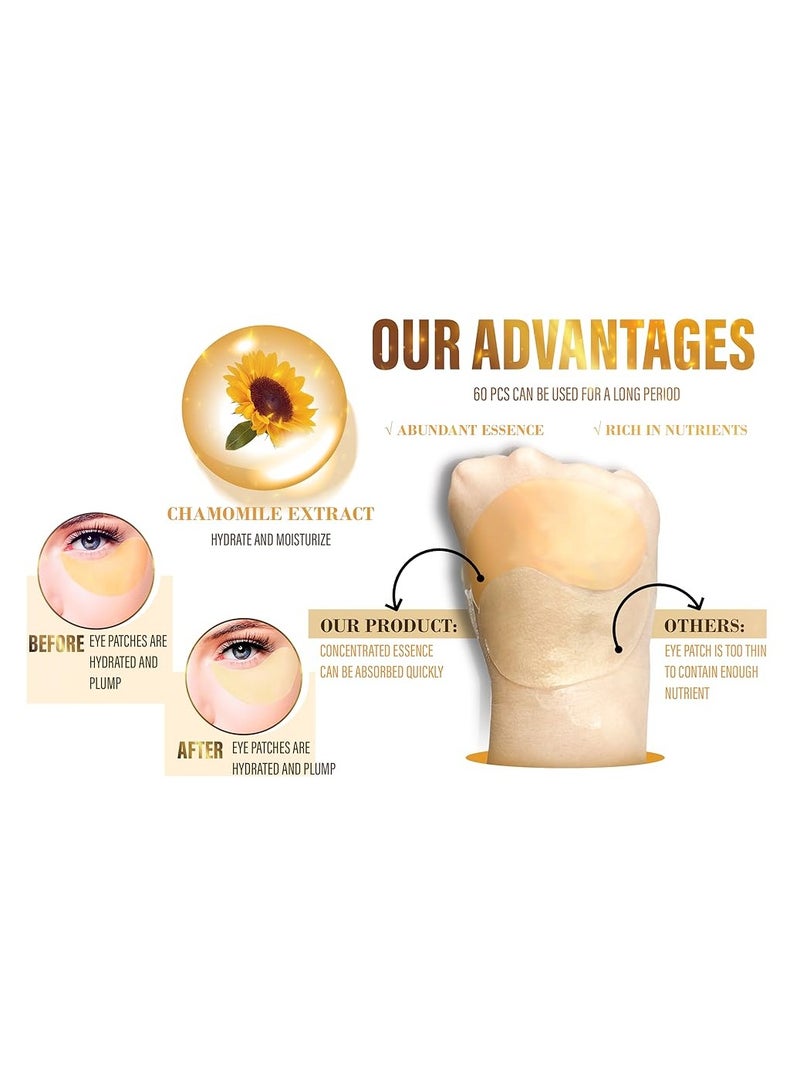 SEOMOU 60 Pcs Supplement Collagen Eye Mask(30 Pairs)| Under Eye Patches for Eye Bags & Anti-Aging Treatment | Reduces Dark Circles,Puffiness,Wrinkles | Hydrogel Eye Patch | Under Eye Mask Set - Image 5
