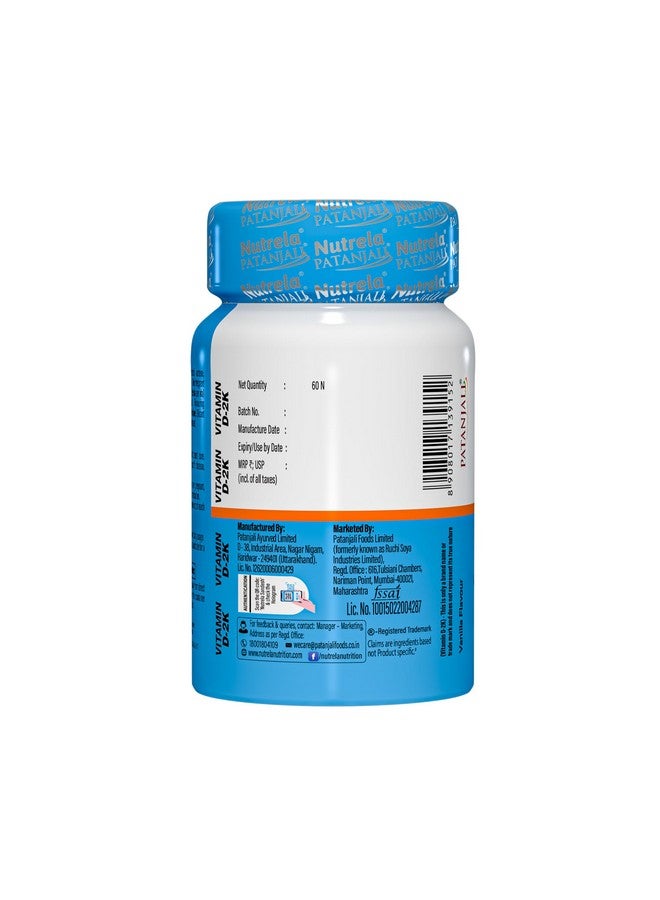 NUTRELA PATANJALI VIT D2K NATURAL TAB- VANILLA, Pack of 60 tabs - Image 3