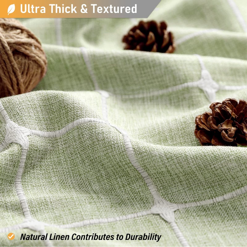 BTTN Boho Farmhouse Shower Curtain, Linen Rustic Heavy Duty Fabric Shower Curtain Set with Tassel, Water Repellent, Bohemian Vintage Country Thick Cloth Shower Curtains for Bathroom, Sage Green, 72x72 - Image 3