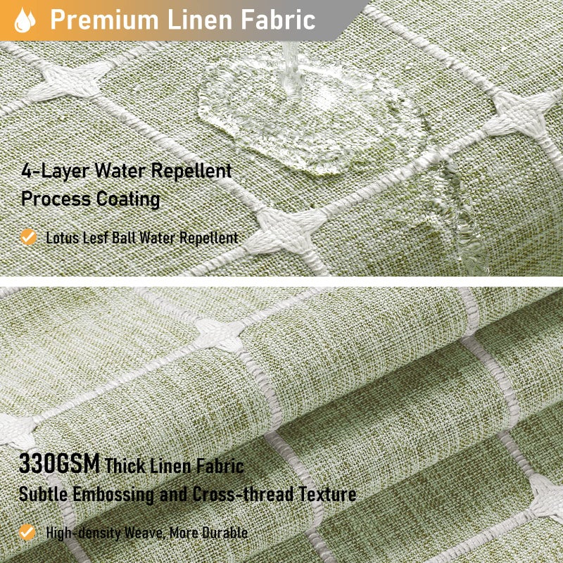 BTTN Boho Farmhouse Shower Curtain, Linen Rustic Heavy Duty Fabric Shower Curtain Set with Tassel, Water Repellent, Bohemian Vintage Country Thick Cloth Shower Curtains for Bathroom, Sage Green, 72x72 - Image 4