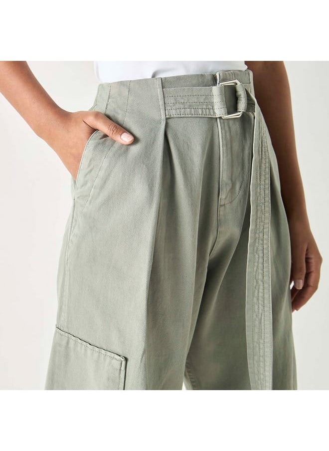 Lee Cooper - Lee Cooper Solid Wide Leg Jeans with Buckled Belt - Image 1
