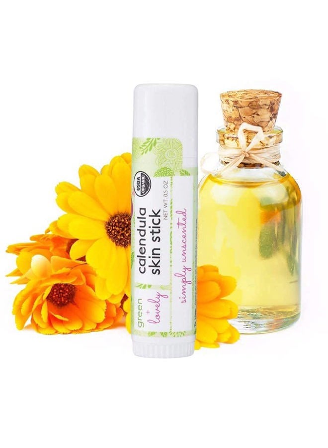 Green + Lovely SET OF 2 Calendula Skin Stick Organic Lotion Sticks Moisturizing Balm Ointment Salve Multipurpose Hand Cream Body Bar, 0.5 oz., Simply Unscented - Image 5
