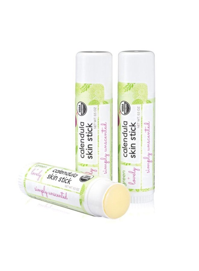 Green + Lovely SET OF 2 Calendula Skin Stick Organic Lotion Sticks Moisturizing Balm Ointment Salve Multipurpose Hand Cream Body Bar, 0.5 oz., Simply Unscented - Image 2