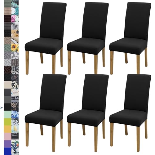 BIETYONE Dining Chair CoverDining Room Chair Covers Set of 6Stretch Kitchen Chair CoverWashable Dining Chair CoverParsons Chair Slipcovers Protectivefor HomeRestaurantBanquetBlack
