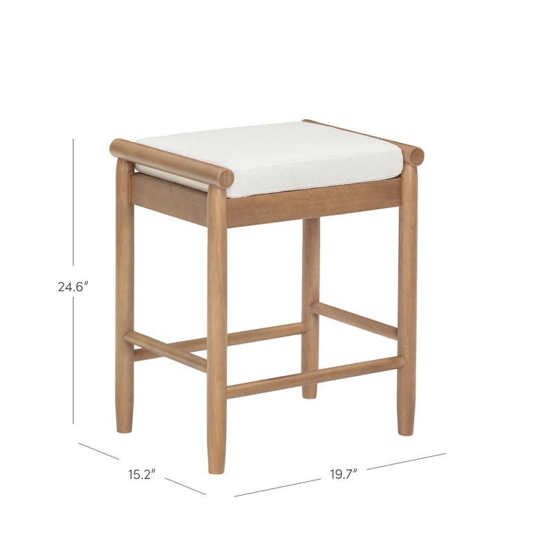 Nathan James Kirsten Scandinavian Backless Wooden Bar Stool, Boucle Bar Stool with Tapered Solid Wood Legs, Boucle/Light Brown - Image 4