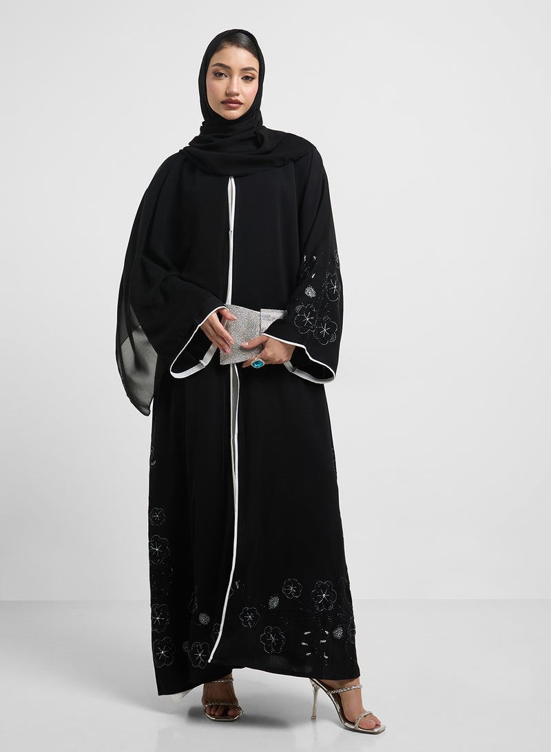hayas closet Floral Sleeve V-Neck Abaya  - Image 5