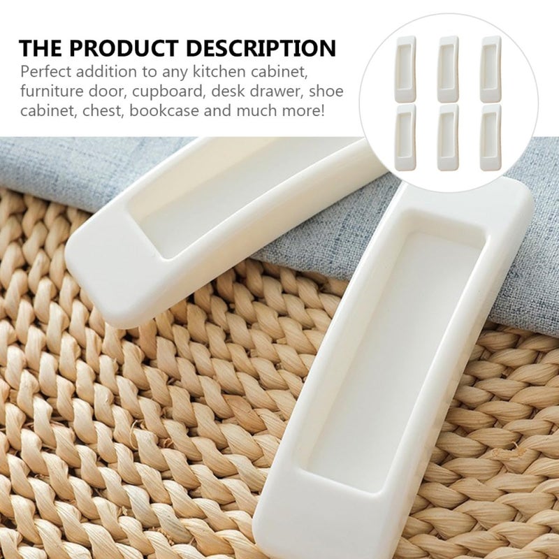 White Plastic Sticky Pull Handles For Doors Cabinets Drawers 6 Pieces 3 Pairs - Image 4