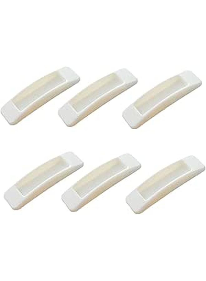 White Plastic Sticky Pull Handles For Doors Cabinets Drawers 6 Pieces 3 Pairs - Image 1