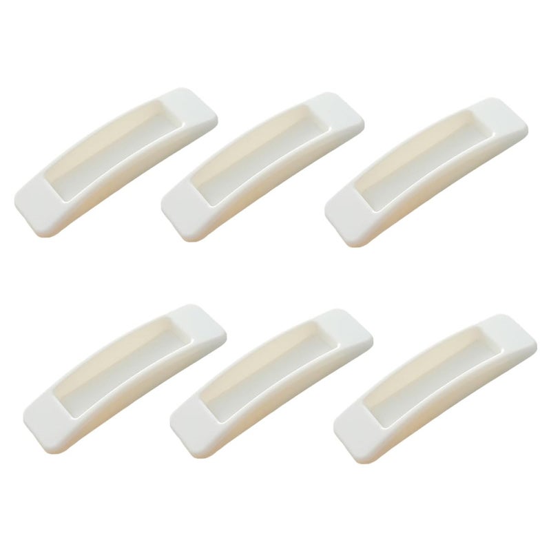 White Plastic Sticky Pull Handles For Doors Cabinets Drawers 6 Pieces 3 Pairs - Image 2