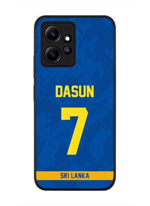 Cover for Redmi Note 12 4G, Rugged Black Slim fit Soft Flexible Thin Protective Phone Cases - Player Name - Dasun Shanaka, Jersey Number- 7