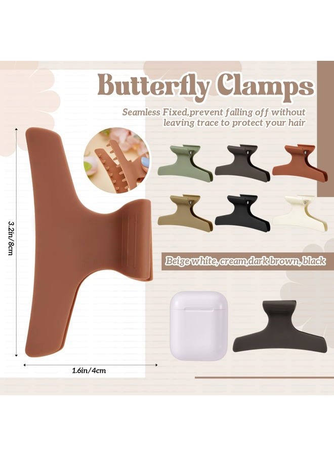 Batiyeer 12 Pcs Butterfly Hair Clips for Styling Sectioning Hair Clips for Women Butterfly Clamps Non Slip Claw Salon Section for Cutting Styling Coloring Thick Thin(Morandi Color) - Image 2