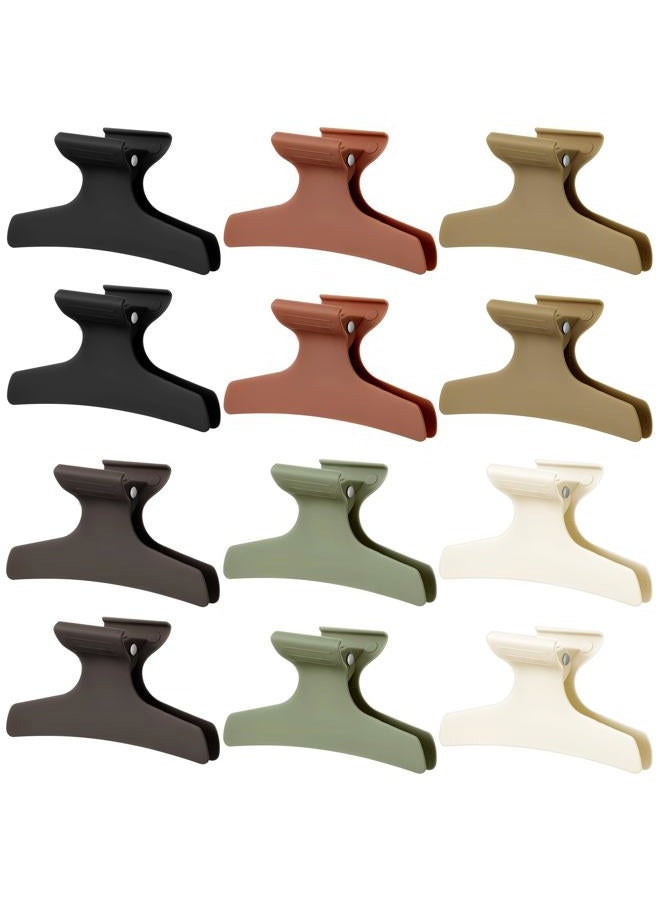 Batiyeer 12 Pcs Butterfly Hair Clips for Styling Sectioning Hair Clips for Women Butterfly Clamps Non Slip Claw Salon Section for Cutting Styling Coloring Thick Thin(Morandi Color) - Image 1