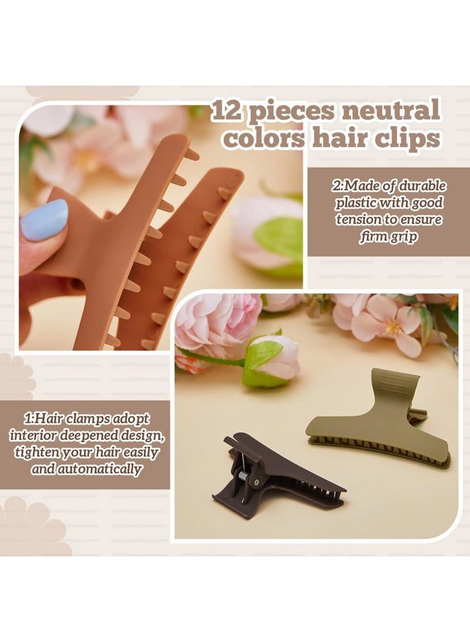 Batiyeer 12 Pcs Butterfly Hair Clips for Styling Sectioning Hair Clips for Women Butterfly Clamps Non Slip Claw Salon Section for Cutting Styling Coloring Thick Thin(Morandi Color) - Image 3