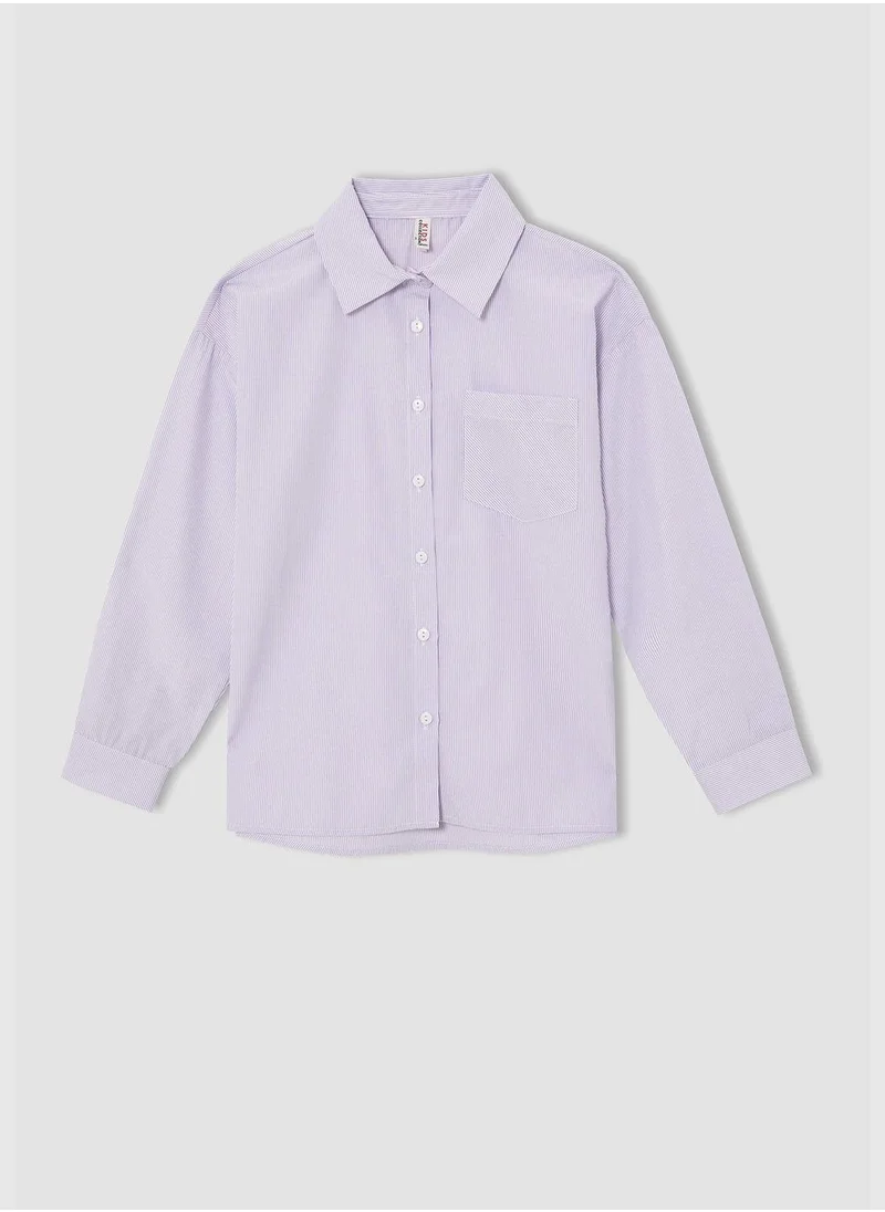 DeFacto Relax Fit Long Sleeve Poplin Shirt