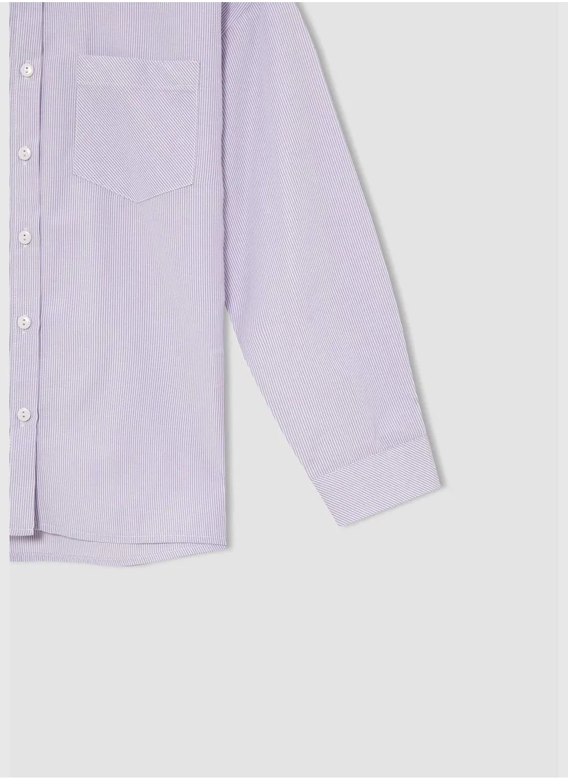 DeFacto Relax Fit Long Sleeve Poplin Shirt