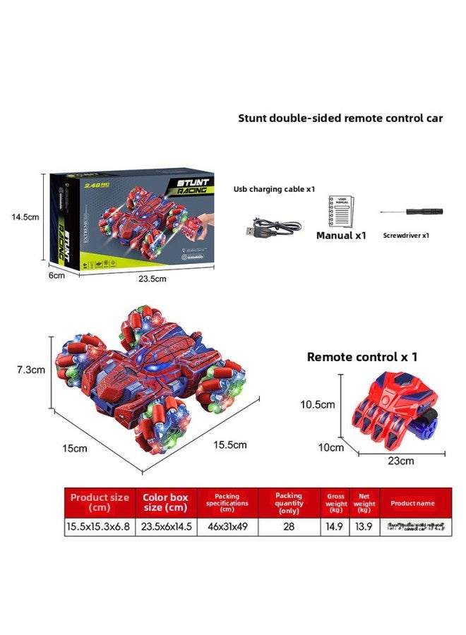 2.4G Batman Remote Control Dump Truck Venom 360 Degree Stunt Rollover Children's Toy F1 Off-road Vehicle-Color:2.4g Cracked Double-sided Remote Control Car Palm Remote Control  - Image 1