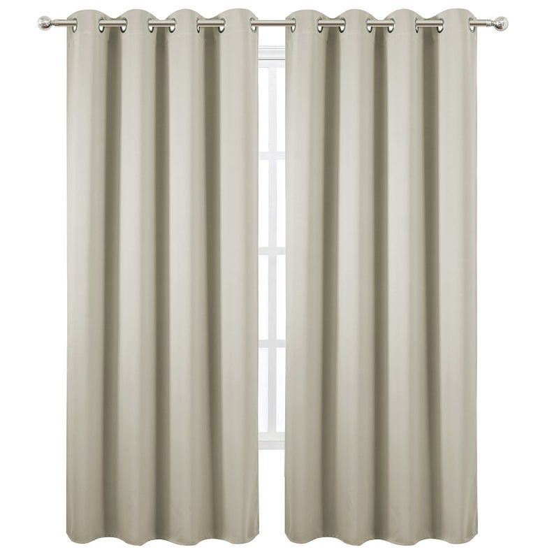 LEMOMO Light Beige Thermal Blackout Curtains/52 x 95 Inch/Set of 2 Panels Room Darkening Curtains - Image 2
