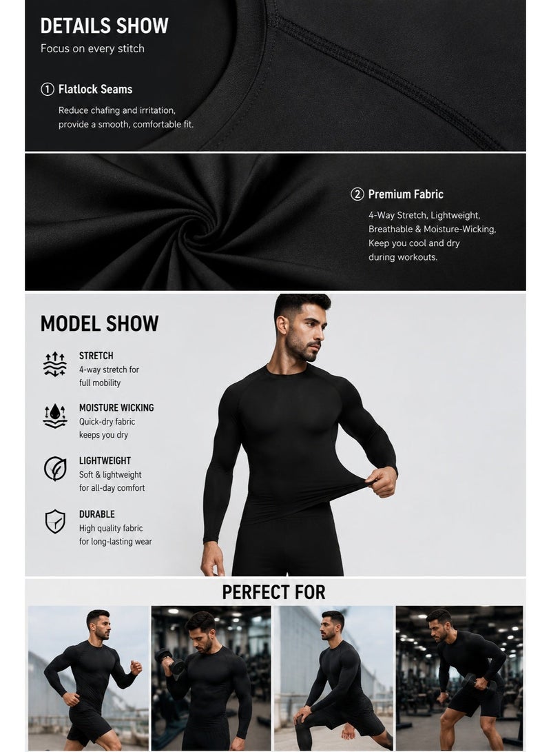 Men’s Compression Long Sleeve Shirt – Moisture-Wicking, Lightweight Gym & Workout Top for Running, Fitness, Training - Image 2
